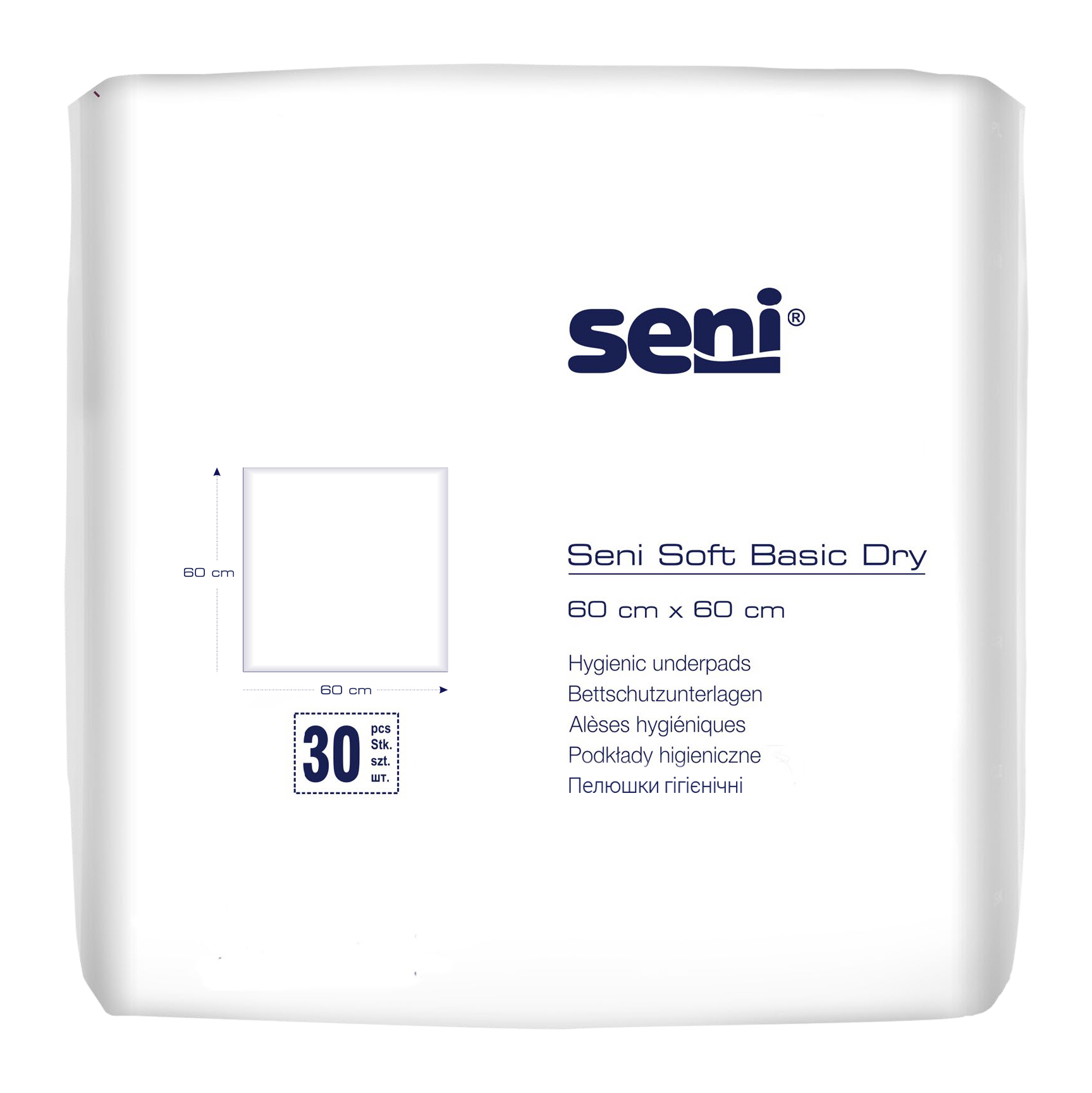 Пелюшки гігієнічні SENI SOFT BASIC DRY, 60x60 см.(30шт)